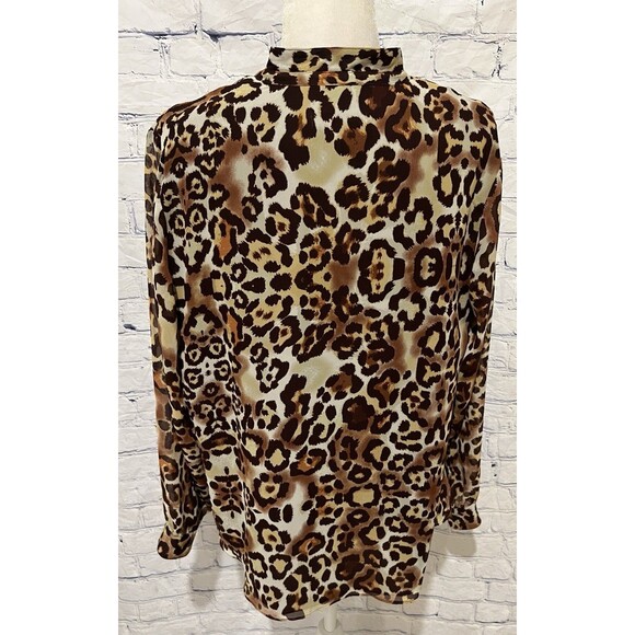 COLDWATER CREEK Women’s Leopard Print Pleated Lined Button Front Blouse - XL/16 - Picture 4 of 7